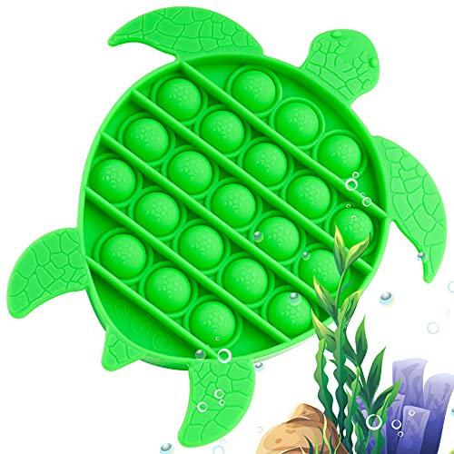 NiHealth Pop It Sea Turtle Fidget Toy, Silicone Stress Relief - Kids, Green