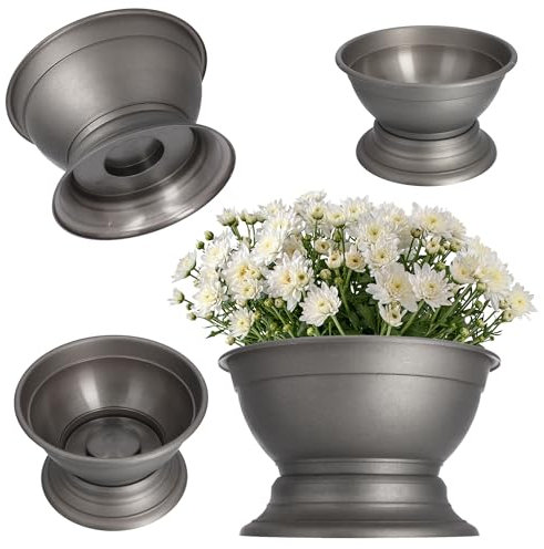 KADAX Pot à fleurs sur pied en plastique résistant aux intempéries pour chrysanthème, pensées, vase de fleurs (diamètre 18 cm, graphite)