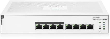 HPE Networking Instant On-Switch-Serie 1830 – Intelligent verwalteter Layer-2-Ethernet-Switch mit 8-Port Gb und PoE | 8X 1G | 4X CL4 PoE (65 W) | Lüfterlos | EU-Kabel (JL811A#ABB)