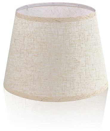 LgowithU Paralume in tessuto, paralume medio a tamburo per lampada da tavolo, lampada da comodino e lampada da terra, in lino naturale con copertina rigida fatta a mano, 12 x 12 x 8 (bianco-2)