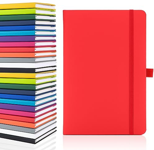 Notes London Notizbuch A5, weiße ungelinte Blankoseiten, Stiftschlaufe, Band und Papiertasche, mittelharter Einband, Notiz, ökologisch nachhaltig beschafftes Papier (Rot)