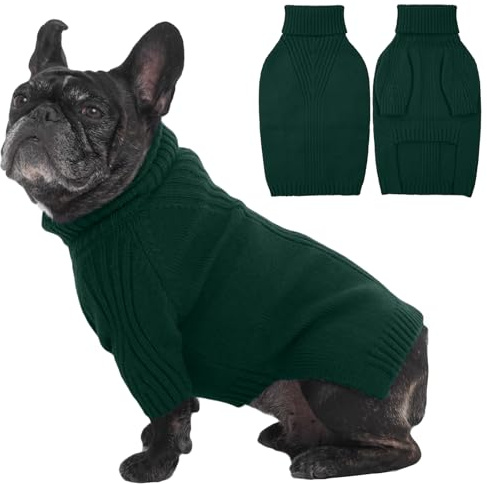 IECOii Hundtröjor, stor hund jultröja höst vinterkläder, polokrage tjock varm pojke flicka hundtröja, stor hundtröja för stora hundar corgi fransk bulldog mops varm tröja, vovve söta stickade kläder