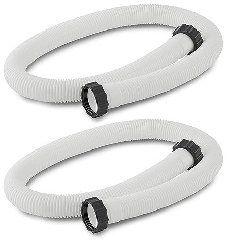 Lot de 2 tuyaux de pompe de piscine de 3,8 cm de diamètre pour pompes filtrantes pour Intex, tuyau de piscine de 150 cm et écrous pour piscines hors sol pour Intex et piscines à parois souples