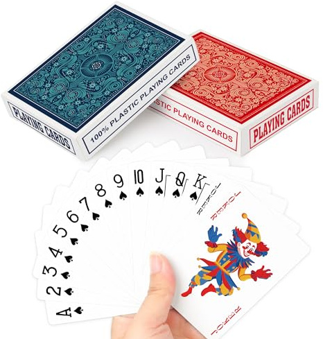 Timenued Plastic Playing Cards Waterproof Playing Cards 2 Pack,Decks of Poker Cards Set for Adults,Poker Size Regular Index,Suitable for Various Cards Games,Bridge,Pinochle,Cartas