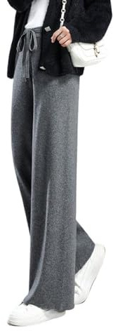 LIROMA Pantaloni da Donna Invernali in Maglia A Gamba Larga, Pantaloni da Salotto Casual in Maglia A Costine in Misto Lana Pantaloni A Gamba Dritta Eleganti Pantaloni A Palazzo con Coulisse A Vita al