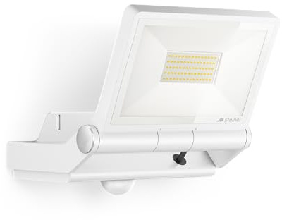 Steinel LED Strahler XLED PRO ONE Max S Weiß, 240° Bewegungsmelder, 6116 lm Flutlicht, Fluter mit Nachtlicht