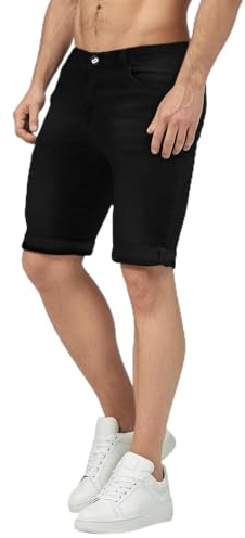 GINGTTO Mens Shorts Slim fit Stretch Summer Denim Jeans 9 Inch | Super Stretchy,Tapered Fit, Tight leg design,Casual Style