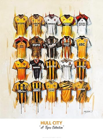 Hull City FC Tiger Collection Team Shirt Poster Unframed A2 Limited Edition Print - Premium Quality - Ideal Fan Gift - by Terry Kneeshaw