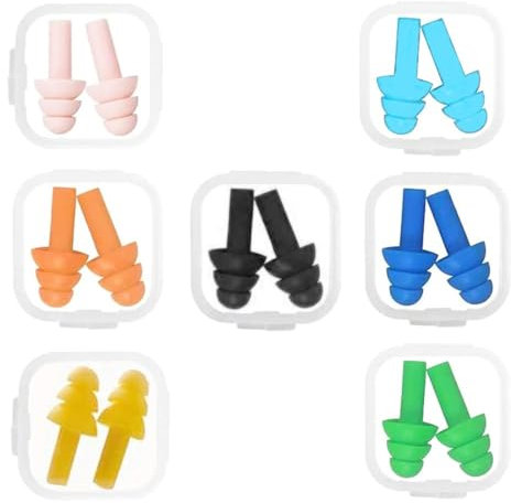 VYIBPDY ohrstöpsel,7 Paar Silikon Ohrstöpsel, Wiederverwendbare earplugs, ohrstöpsel schwimmen,Ohrstöpsel Schlafen, ohrstöpsel kinder,Geräuschreduzierende Ohrstöpsel für Arbeit, Studium,Laute Orte