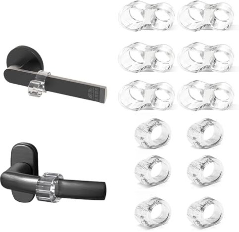 CNMTCCO Türklinkenpuffer-12er Set transparente Türstopper für Türklinke 6x Kreisform，6x 8-Form Transparente Türstopper Klinke, Hochelastische Türgriff Schutz，Schutz zum Schutz Von Wänden und Möbeln