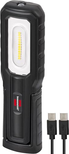 Brennenstuhl LED Akku Handleuchte HL 701 A/LED Arbeitsleuchte für außen IP54 (700+100lm, inklusive USB C Ladekabel, bis zu 10h Leuchtdauer, LED Taschenlampe mit Magneten und Haken)