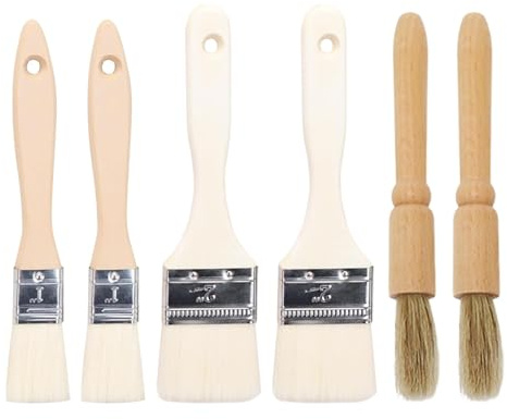 6 Pcs Pastry Brushes Set, Baking Brush, Strong Wooden Handle, Thickened and Soft Fine Hair,not Easy to Shed Hair for Pastry, BBQ, and Cooking and Kitchen Use