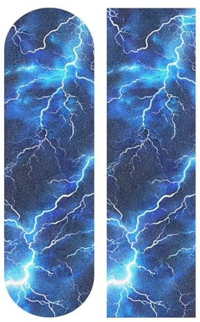 Bolaz Skateboard Grip Tape Sheet Design Deck Longboard Griptape Blue Electric Lightning Non Slip Tape Waterproof Sandpaper Scooter 33 x 9
