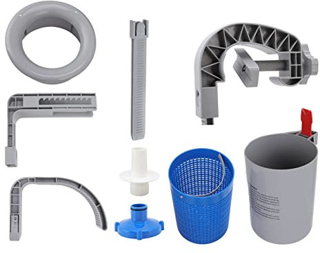 Srliya Skimmer de Superficie de la Piscina, Limpiador Automático Montado en la Pared con Cesta de Filtro Desmontable, Plástico Gris, para Piscina