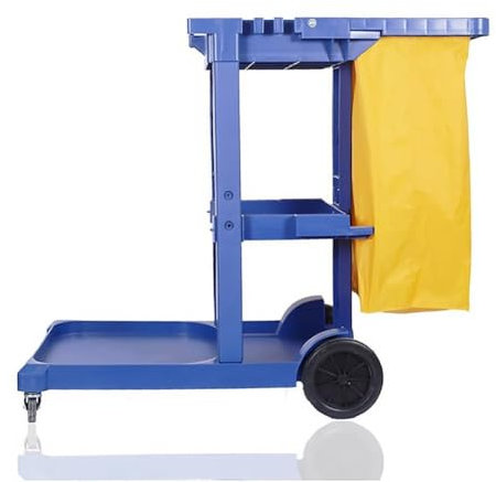 Putzwagen mit Rollen, Professioneller Reinigungswagen, Leicht zu Bewegen, Dreistöckig, Reinigungswagen, Reinigungswagen für Hotel, Gastronomie,Blau