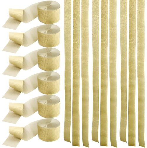 6pz Rotolo Carta Crespa Dorata,Nastri Crespi Per Sfondo Stelle Filanti,Nastro Carta Artigianale Per Bricolage,Crepe Paper Decorazioni e Lavori Artigianali