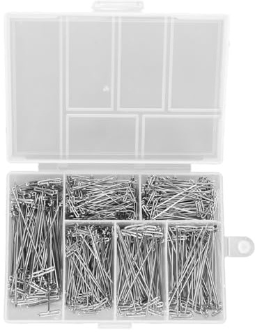VGEBY Épingles en T en Acier de qualité Supérieure, 450 Pièces, pour Personnaliser les Projets de Tricot de Fenêtre, Assortiment D'épingles Longues et Droites avec Boîte de Rangement, Plaquées à Pince