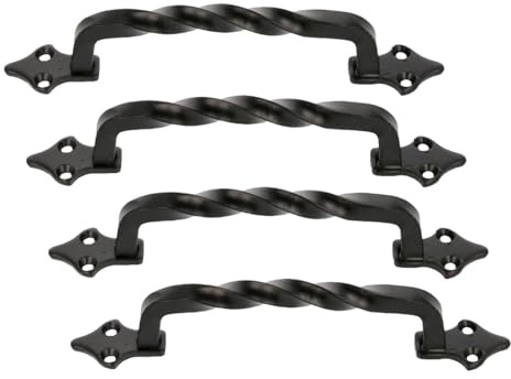 Amig - Tirador - Modelo 1002 - Fabricado en Acero - Herraje Rústico - Medida: 130mm - Sin Placa - Incluye Tornillería - Ideal para muebles - Acabado: Negro (Paquete de 4)