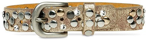 Caspar STB013 Damen Vintage Stiefelband/Stiefelschmuck mit Strass und Nieten, Farbe:dunkelgold metallic