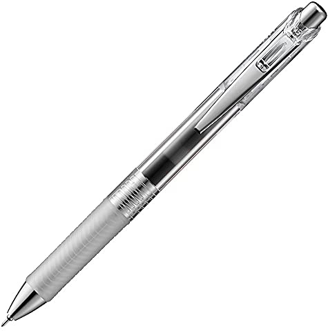 Pentel Energel Pure BLN75TL-AX gelbläckrulle, svart, 0,5 mm linjetjocklek, nålspets, tryckmekanik, påfyllningsbar, 1 styck (1-pack)
