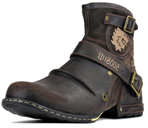 COWSDELLA Herr Stövlar Motorcykel Chukka Mode Känga Läder Vandring Combat Boots för Män Dragkedja