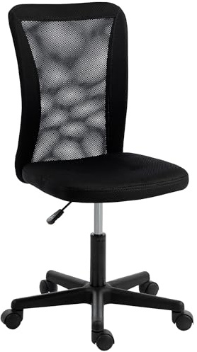 Vinsetto Ergonomic Office Chair Armless Swivel Mesh Back, Black | Computer Desk Chair, Padded Seat, Adjustable Height, Rolling Wheels, Space Saving, Home Work Study