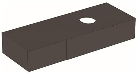 Geberit VariForm Unterschrank für Aufsatzwaschtisch, zwei Schubladen, Ablagefläche, Geruchsverschluss, Breite 135 cm, Farbe: Weiß