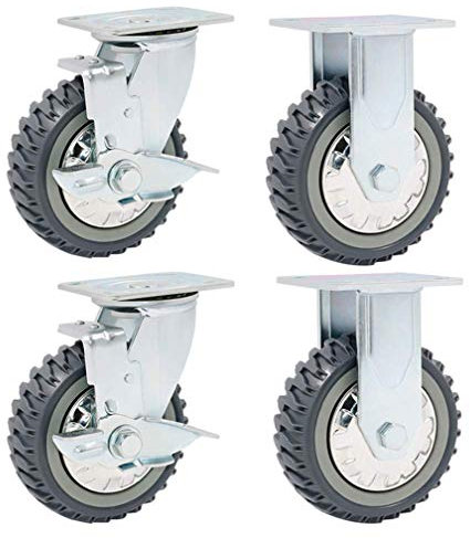 4 Ruedas De Acero para Trabajo Pesado, Capacidad De Carga De 1500 Kg, Ruedas Giratorias con Freno De Seguridad, Rueda De Goma para Banco De Trabajo, Rueda De Transporte, para Muebles, Equipo