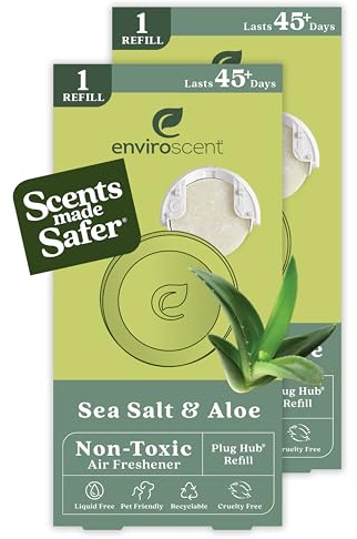 Enviroscent Non-Toxic Air Freshener Paper Refills - Compatible with Enviroscent Plug Hub® Warmer Kit - Home Fragrance Lasts Up to 90 Days - Sea Salt & Aloe Scent (Pack of 2)