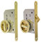 BricoShopping Set de poignées pour porte intérieure en bois à compartiment coulissant kit avec serrure encastrée crochet clé et cliquet aveugle rond buse or (rond C/serrure, Or)