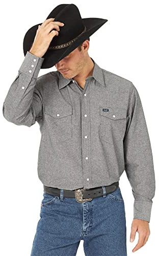 Wrangler Herren Westernhemd mit Cowboy-Schnitt, langärmlig, mit Druckknöpfen, verwaschenes Finish Hemd, Mondlose Nacht, XL