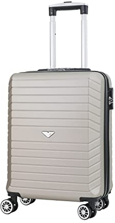 VIDA since 1995 VR629, Champagne (guld), S - Small - 34-45L - 55x39x22cm - 2,8kg), Styv Resväska med 8 rullgardiner