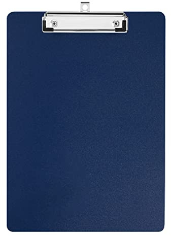 ZMREN Urklipp av plast, Urklipp i standardstorlek A4, Urklipp med klämma, Menyhållare, infällbara krokar, för kontorsarbetare, studenter, lärare (31,5 cm x 22,5 cm) - Mörkblå