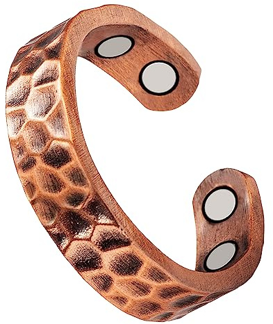 EnerCoppeX 99 % ren koppar kopparringar för män och kvinnor, inlagda med 4 3 500 Gauss effektiva magneter, öppen design kan fritt justera storleken, 5,8–6,6 cm kopparring (L)
