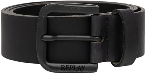 Replay Herren Gürtel aus Leder, Black 098 (Schwarz), 105