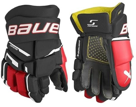 BAUER Supreme M3 Handschuhe Junior, Größe:11 Zoll, Farbe:schwarz/rot