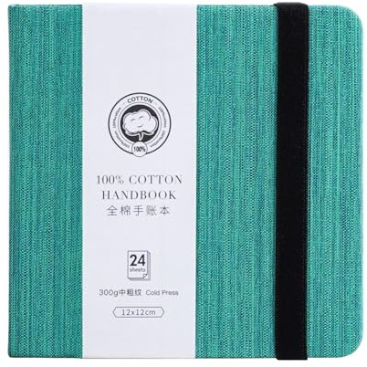 Cuaderno de acuarela cuadrado Lightwish, 100% algodón, 300 g/m²/140 lb, sin ácidos, libro de bocetos de papel acuarela prensado en frío de 24 hojas para artistas adultos y estudiantes, 11,9 * 11,9 cm