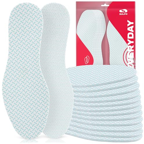 SULPO 12 paires de semelles intérieures - Semelles fines parfumées au citron - Semelles anti-transpiration - Pour homme et femme - 37