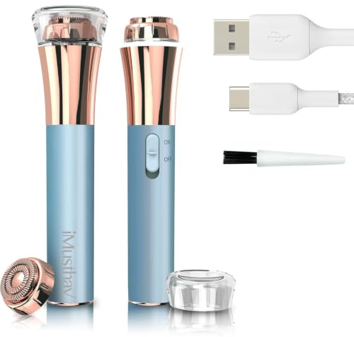 Professional Fast, Precise, Painless Facial Hair, Lips and Chin Remover for Women, USB Rechargeable Facial Epilator, 18K Gold-Plated Hypoallergenic 13mm Dual Ring Floating Head, 360° LED Light