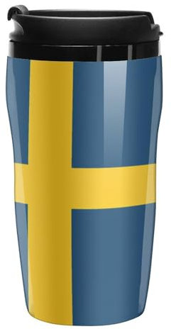 Tazza da caffè con bandiera svedese con coperchio, tazza da viaggio, tazza da tè e caffè, per donne e uomini, 250 ml