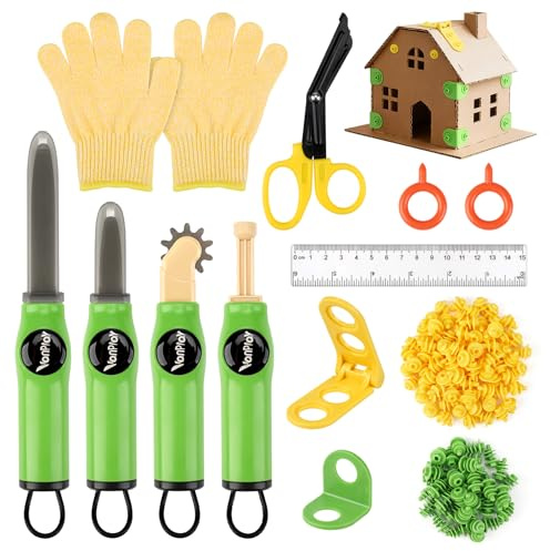 Cardboard Construction Kit Kids Building Kit with Safe Cardboard Cutter, Fold Roller, Screwdriver for DIY Kids Tool Set Gifts for 5 6 7 8 9 Year Old Boys Girls (158PCS)