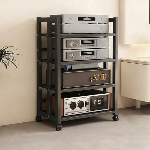JDPYURV Scaffale Multimediale 3 e 4 Ripiani, Mobile Stereo Hi fi Rack Hifi Mobiletto a 3 ripiani, Rack Audio-Video Aperto per Impianto Stereo(White,3-layer)