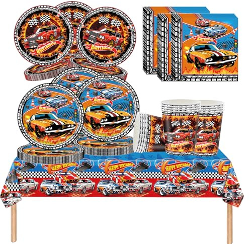 Stoviglie Compleanno Hot Wh-els, Set Compleanno Hot Wh-els, Decorazioni per Stoviglie per Kit Festa Hot Wh-els, Inclusi Tovaglioli, Piatti di Carta, Striscioni, Tovaglie, Ecc.