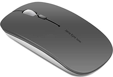 Uiosmuph Q5 Mouse Wireless Ricaricabile, Senza Fili Silenzioso 2,4G 1600DPI Mouse Portatile da Viaggio Ottico con Ricevitore USB per Windows 10/8/7/XP/Vista/PC/Mac (Grigio)
