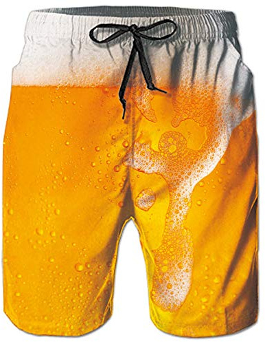 ALISISTER Bañadores de Natación Hombre Cool 3D Cerveza Impresión Pantalones Corto Verano Secado Rápido Boardshorts con Forro de Malla M