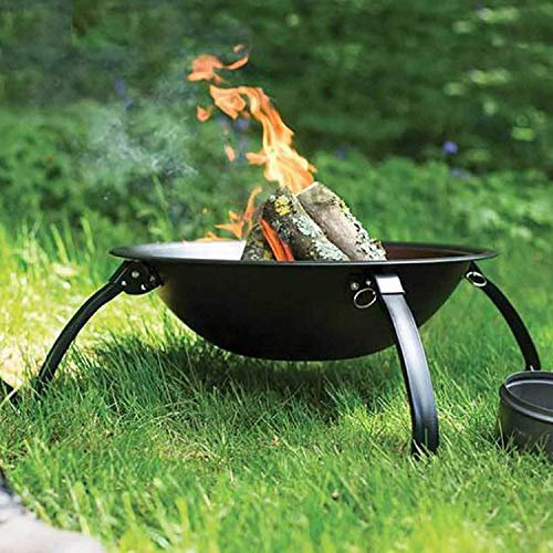 SLRMKK Hoguera de Acero al Aire Libre, Cuenco de Fuego Plegable portátil, Cuenco de Picnic Redondo de 4 Patas, con Pantalla de Chispa, Chimenea Poker, Negro