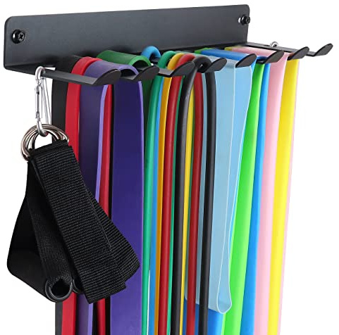 Estante de almacenamiento para gimnasio, banda de resistencia, soporte de pared, estante de almacenamiento resistente para gimnasio en casa, equipo de gimnasio, bandas de ejercicio, cinturones de