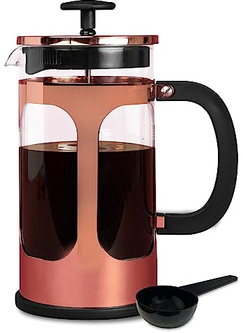 Farberware Caffettiera francese, macchina per tè ed espresso, pressa per caffè a freddo in acciaio inox, vetro borosilicato resistente al calore, senza BPA, cucchiaio dosatore incluso, capacità 8
