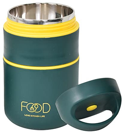 Zimoer Termo Comida Caliente 680ml,Termo Comida Caliente Adulto,Termo de Comida Caliente para Papillas y Muesli,Termo Alimentar Viajes, Trabajo, Escuela, para Frutas, Verduras, Arroz (Verde oscuro)