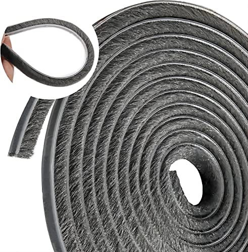 Joint Brosse Porte Coulissante 10M Bande De Brosse Autocollant Bande d'étanchéité à Brosse Coupe-vent et Anti-poussière Pour Porte Coulissante, Fenêtre et Armoire
